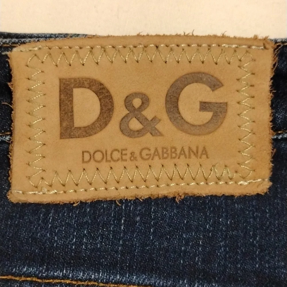Dolce & Gabbana D&G Dark Wash Distressed Denim Mini Skirt Small Designer Trendy